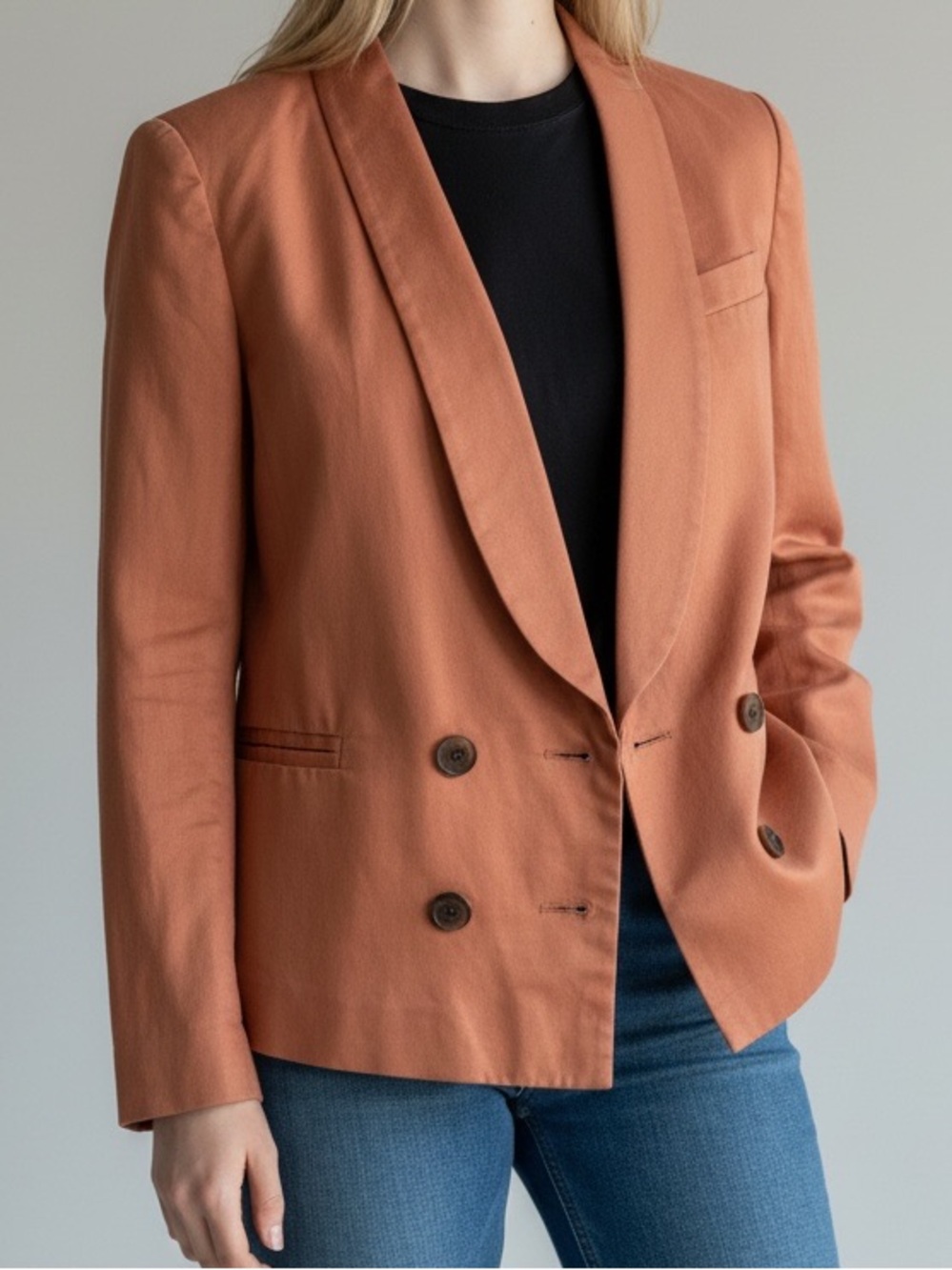 J.Crew Double Breasted Cotton Blazer Rust Orange Size 4